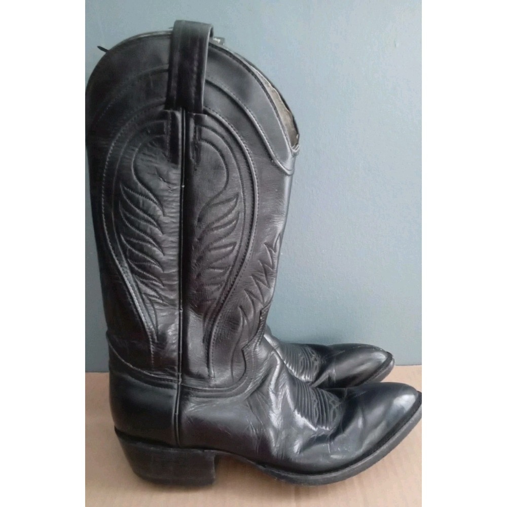 Black Leather Cowboy‎ Western Boots Exotic Dress Formal Tall Menswear